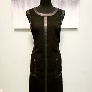 Calvin Klein black faux leather trim dress